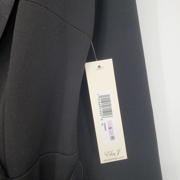 Eliza J Long Sleeve Tuxedo Gown In Black Size 6 NEW WITH TAGS - Picture 7 of 7